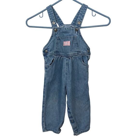 Baby B'Gosh Bib Overall Pants Vestbak Blue Snap Closure Pockets Girl - Picture 1 of 14